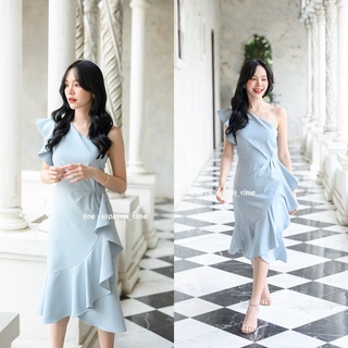 Ashley One - Shoulder Dress – สีเขียวอมเทา