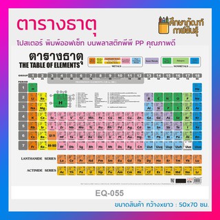 แผ่นโปสเตอร์ ตารางธาตุ พลาสติกพีพี PP  ขนาดใหญ่มาก The Table of Elements  EP-055 (ขนาด 50x72 cm.)