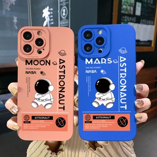 เคสโทรศัพท์มือถือ ขอบสี่เหลี่ยม ลายนักบินอวกาศ Mars Moon สําหรับ OPPO Reno7 4G Reno6 Reno8 Z 5G Reno5 F 7 Lite A17 A17K A77S A57S