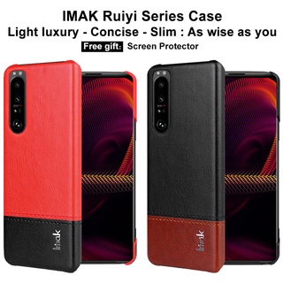 Imak เคสโทรศัพท์มือถือ PC แข็ง หนัง PU กันกระแทก ลายปะติดปะต่อกัน แฟชั่น สําหรับ Sony Xperia 1 III Xperia1 3