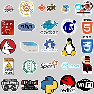 50PCS Programming Sticker Technology Software Programs Data Computer Stickers for Geek DIY Computer Laptop Phone PS4 Decal