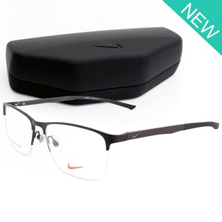 Nike ไนกี้ Fashion แว่นตา สีน้ำตาล กรอบแว่นตา กรอบเซาะร่อง ขาสปริง วัสดุ สแตนเลส สตีล Eyewear Top Glasses