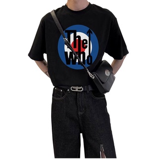 เสื้อยืดครอปเสื้อยืดแขนสั้นลําลอง ผ้าฝ้าย 100% พิมพ์ลาย The Who Target Rock Music แฟชั่นสําหรับผู้ชาย และผู้หญิงS-5XL