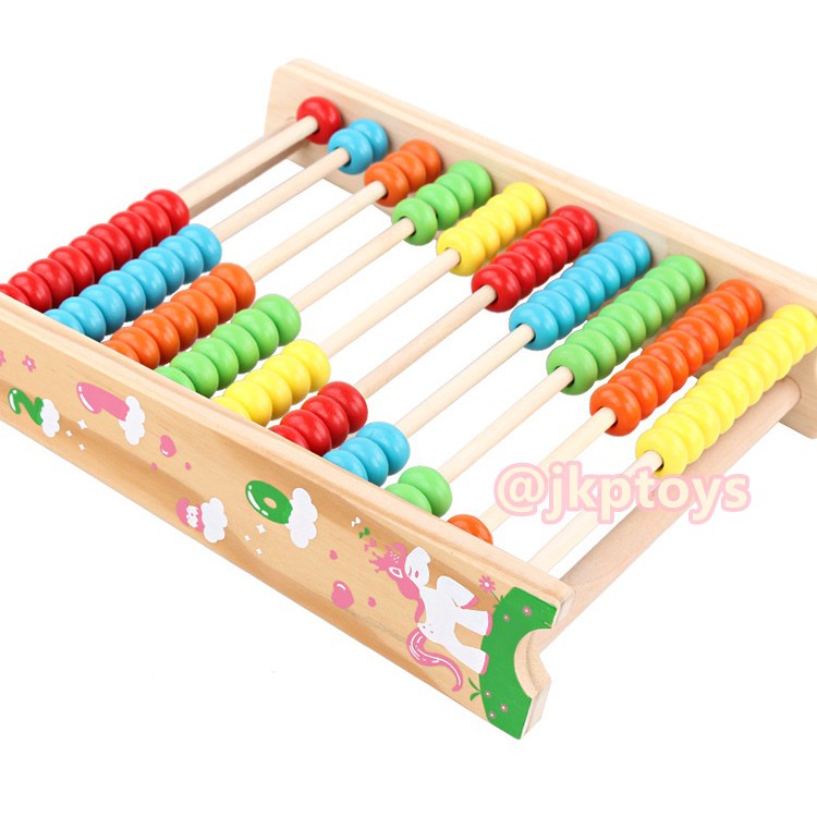 ลูกคิด 10 แถว ลูกคิดไม้ ลูกปัดนับเลข ของเล่นเด็ก ฝึกทักษะการนับ - รูปที่ 3