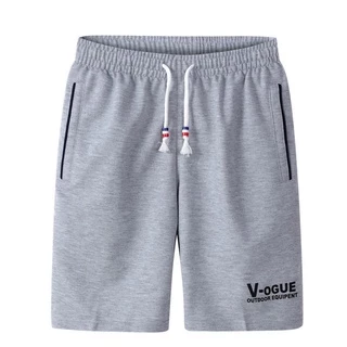 [M-6XL] กางเกงขาสั้นเอวยางยืดผู้ชายสีทึบหลวมขนาดใหญ่กางเกงขาสั้นลำลองพร้อมกระเป๋า 2 ใบ