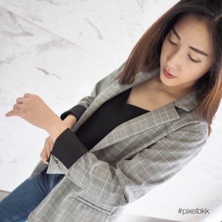 PX008GY Classic Plaid Blazer