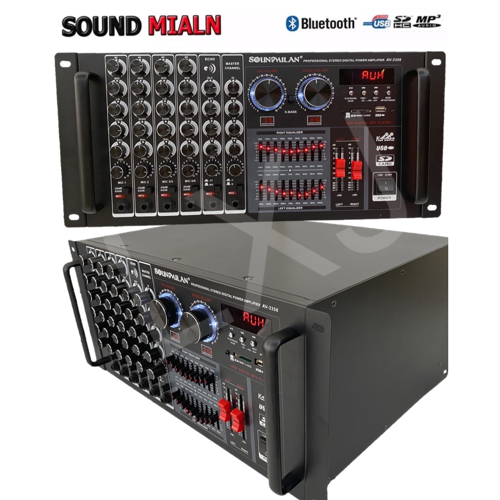 SOUND MILAN AV-3356 เครื่องขยายเสียง POWER AMPLIFIER เพาเวอร์แอมป์ขยายเสียง แอมป์ขยายเสียง มี Bluetooth MP3 USB SD 2