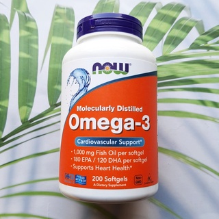 โอเมก้า 3 Molecularly Distilled Omega-3, 200 Softgels (Now Foods®)