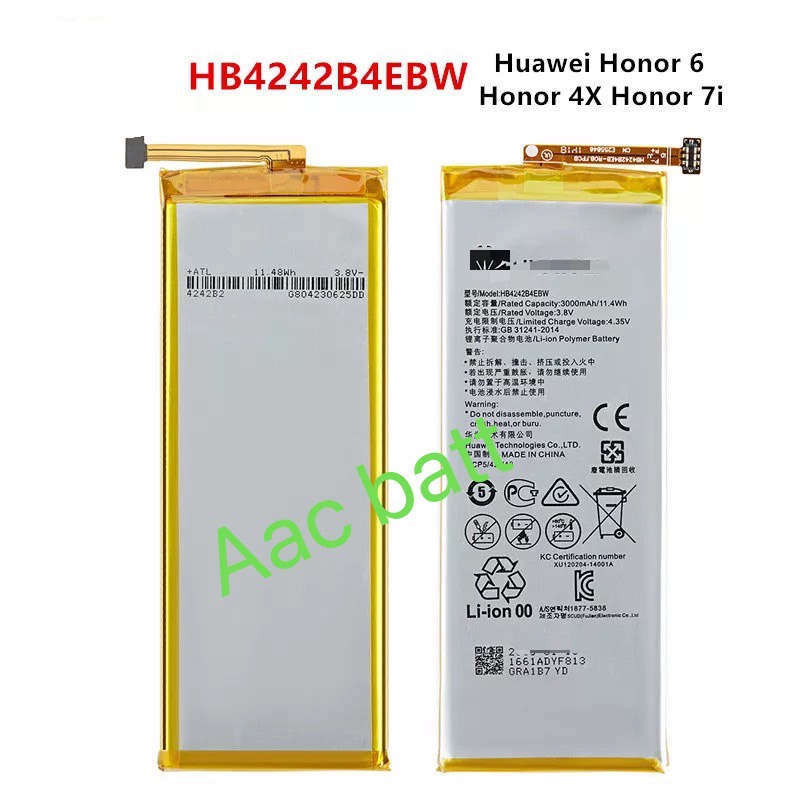 แบตเตอรี่ huawei Honor 6 / Honor 4X / Honor 7i HB4242B4EBW 3000mAh ส่งจาก กทม