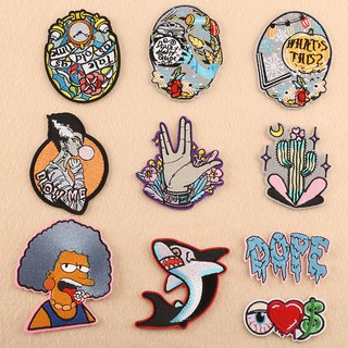 Iron on Patches DOPE!ตัวรีดติดเสื้อ อาร์มติดเสื้อ ตัวรีดติดเสื้อ กระเป๋า หมวกSimpsonอาร์มรีดติดเสื้อ B2