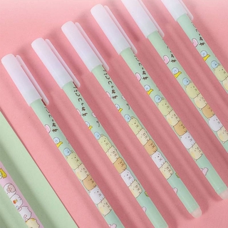 3Pcs/Set SUMIKKO GURASHI ปากกาลบได้ 0.5 mm หมึกน้ำเงิน เขียนลื่น ลบง่าย animal Erasable Pen 0.5mm Creative Student Gel Pens Novelty Stationery Cute Pens Black Blue Signature Pen Kawaii School Supplies