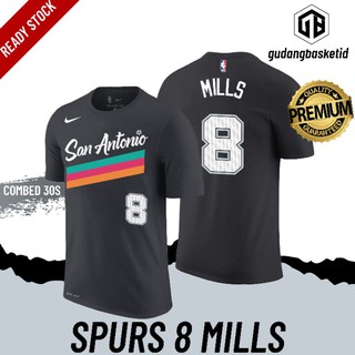 เสื้อยืดพิมพ์ลายแฟชั่นNike เสื้อยืดบาสเก็ตบอล NBA Antonio Spurs 8 Mills