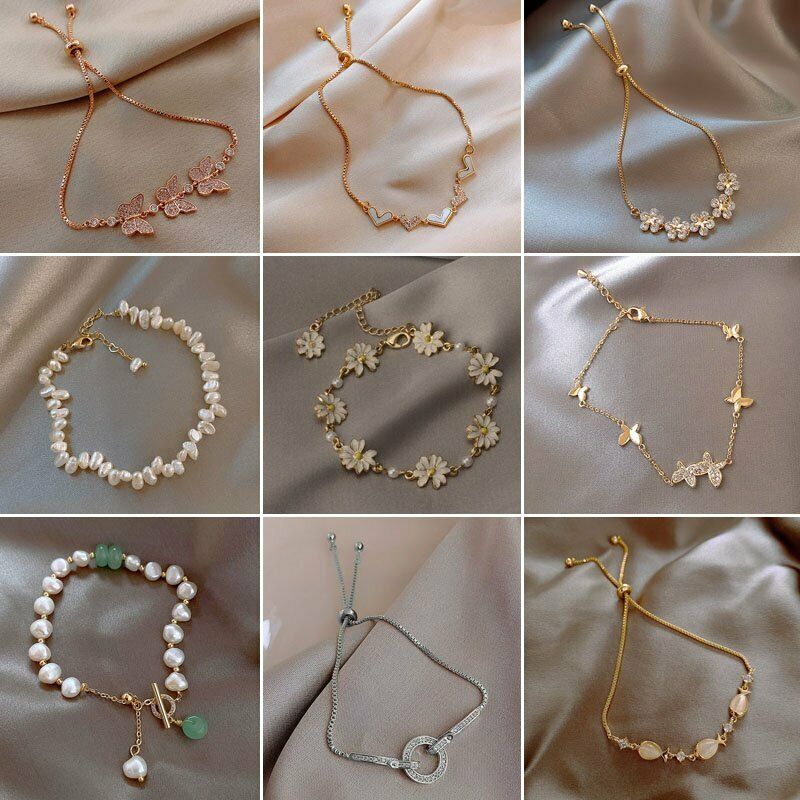 สร้อยข้อมือผู้หญิงเกาหลี ขายดี ผีเสื้อ คริสตัลเพทาย ดอกไม้ ดวงจันทร์ ดาว สร้อยข้อมือผู้หญิง เครื่องประดับของขวัญ