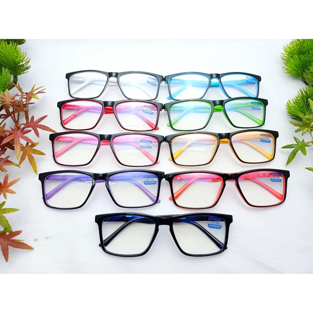 แว่นสายตา สายตายาว+3.00-4.00ขาสปริง กันแสงสีฟ้า A203