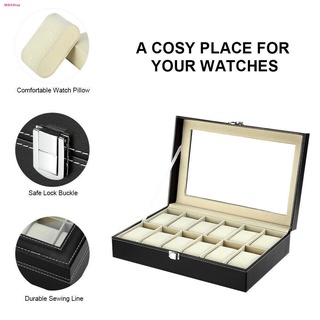 Eco Home Watch Box กล่องใส่นาฬิกา กล่องนาฬิกา 12 เรือน ฝากระจก - Black