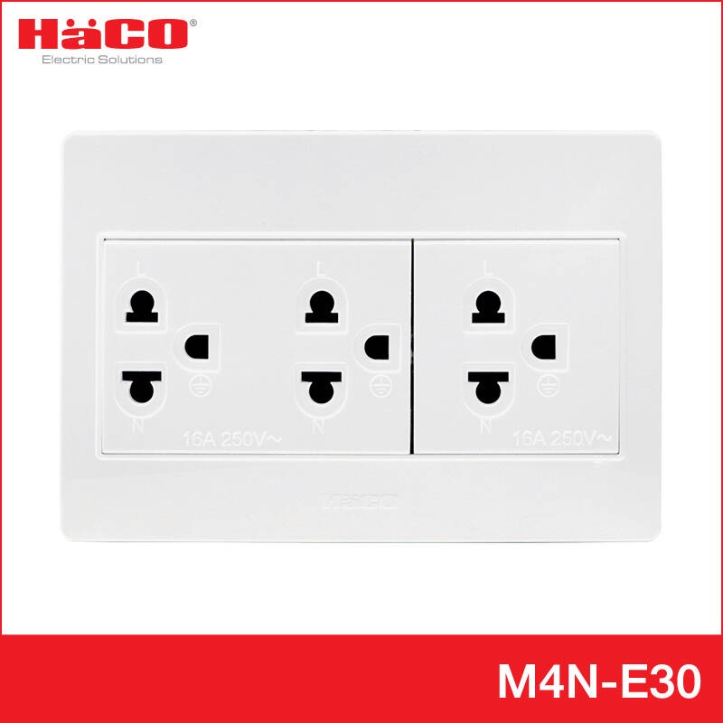ชุดเต้ารับเดี่ยว 3 ขา 3 ช่อง HACO M4N-E30 สีขาว ใช้ไฟฟ้าได้อย่างปลอดภัย