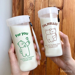 แก้วน้ําพลาสติก แบบพกพา ปิดผนึกน่ารัก เหมาะกับนักเรียนประถม สําหรับนม ชานม