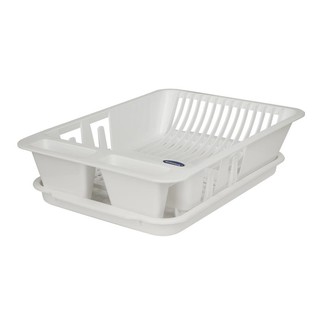 🔥ยอดนิยม!! ที่คว่ำจานพลาสติก MICRON 5506W สีขาว ชั้นวางของในครัว DISH RACK PLASTIC MICRON 5506W WHITE