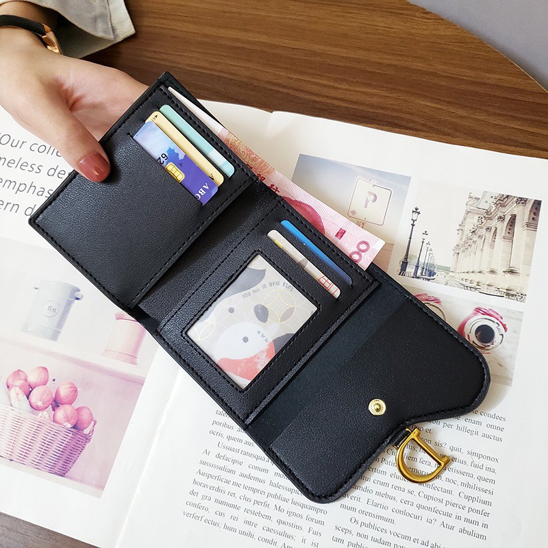 แฟชั่น All-Match Pattern Letter D Buckle Coin Purse Simple Folding Hand Card Holder