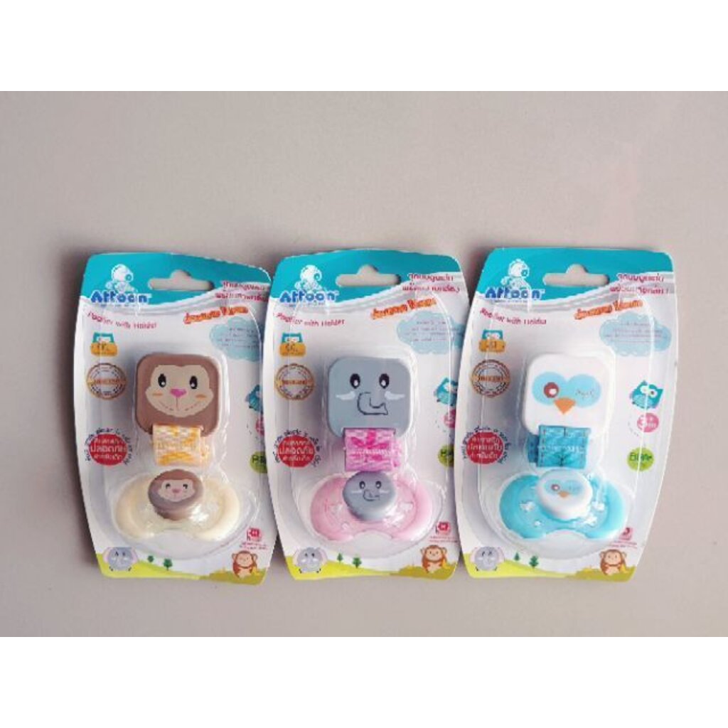 จุกนมหลอก BPA FREE พร้อมสายคล้อง Attoon หัวแบน และหัวกลมไม่มีสายคล้อง