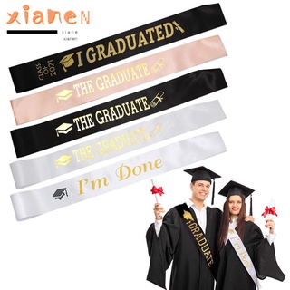 XIANSTORE New Graduated Satin Dance Performance Party Supplies 2021 Graduation Sash Gold Glitter Letter Etiquette Belt Gift Unisex Celebration Photo Props