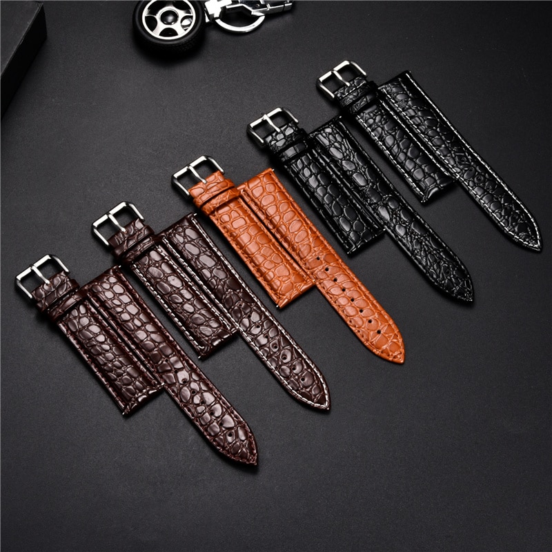 Crocodile Skin Design Calfskin Strap Soft Leather Watchband Replacement Business Watch Band 16mm 18mm 20mm 22mm 24mm Straps
