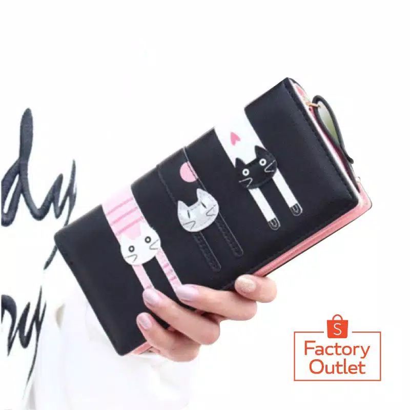 Triple Cat Long Wallet Multi-Function Card Slot Wallet
