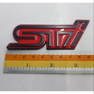 Logo STI ของรถ Subaru 3สี อลูมิเนียม