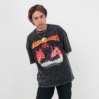 เสื้อยืดคอกลมเสื้อยืด พิมพ์ลาย Helloween The Time Of The Oath ขนาดใหญ่ สําหรับผู้ชายS-5XL