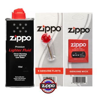 แหล่งขายและราคาZippo ชุดน้ำมัน ถ่าน ไส้ สำหรับไฟแช็กซิปโป้ Zippo Fluid+Flint+Wick setอาจถูกใจคุณ