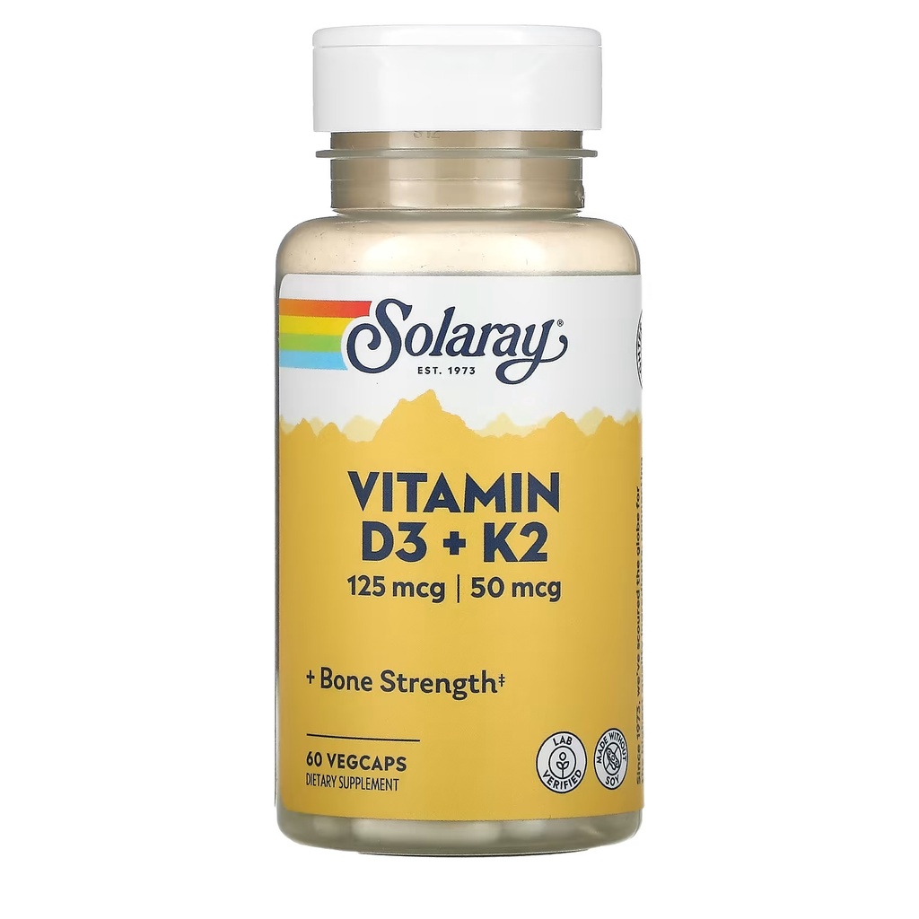 Vitamin D3 + Vitamin K2  วิตามินดี3 เค2  60 Vegcabs, D3+K2