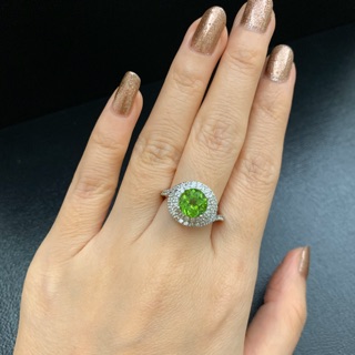 Meher’s Jewelry แหวนเงินแท้ พลอยแท้ แพริดอท ไวท์ เซอร์คอน Sterling Silver 925 Natural Peridot and White Zircon