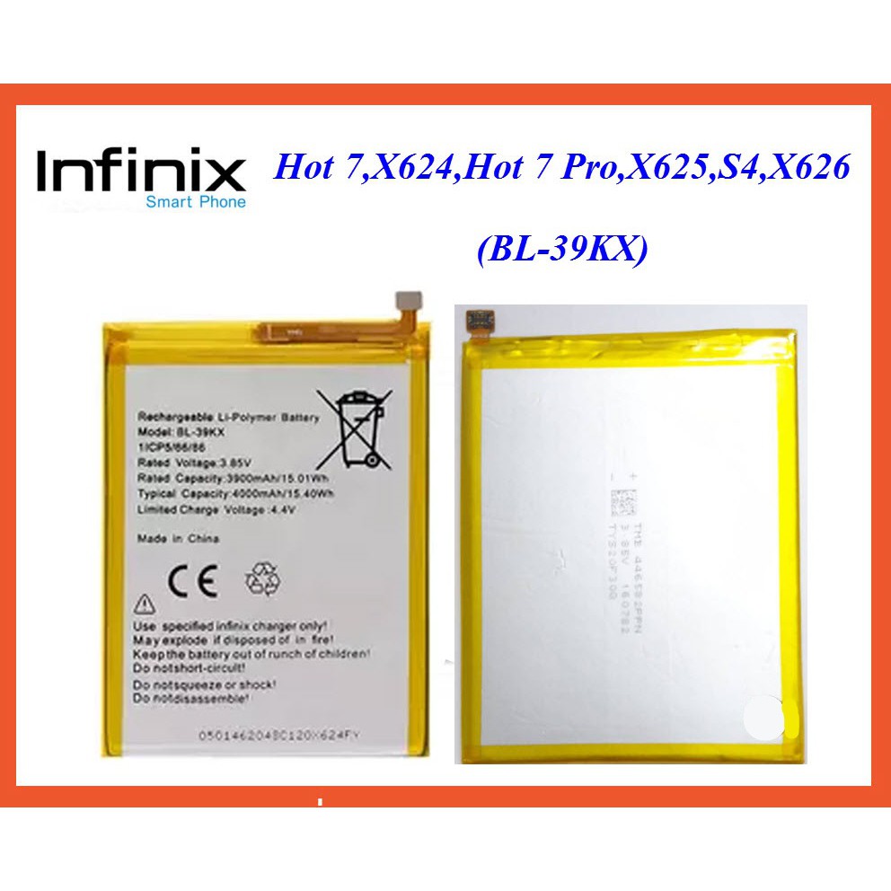 แบตเตอรี่ infinix Hot 7,X624,Hot 7 Pro,X625,S4,X626(BL-39KX)