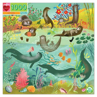 eeBoo Otters 1000 Pc Sq Puzzle จิ๊กซอว์รูปนากแบบ 1000 ชิ้น