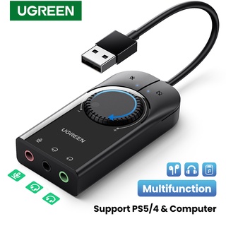 UGREEN ซาวน์การ์ด USB แจ็ค 3.5 มิลลิเมตร สำหรับหูฟัง 15cm cable