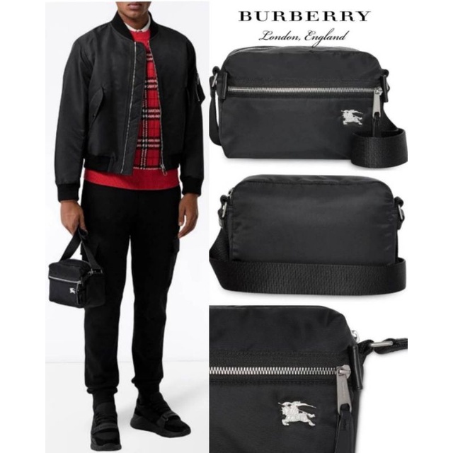 กระเป๋า BURBERRY Fragrances Ekd Aviator Nylon &amp; Leather Crossbody Bag แท้💯 ส่งฟรี