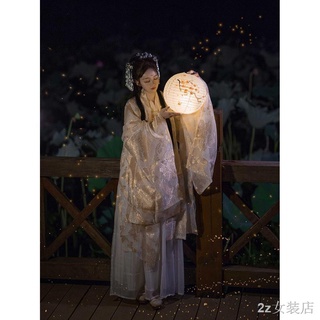 Hanfu ชุดฤดูใบไม้ร่วงของผู้หญิงปรับปรุงกระโปรงยาวหน้าอกชุดสไตล์จีน