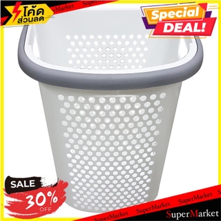 🔥แนะนำ🔥 ตะกร้าผ้าล้อลาก BK-137-3 ขาว/เทา PLIM LAUNDRY BASKET WITH CASTERS PLIM BK-137-3 WHITE/GRAY ตะกร้าผ้า