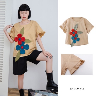 MANSA floral oversize shirt เสื้อลายดอก เสื้อแขนสั้น เสื้อโอเวอร์ไซส์