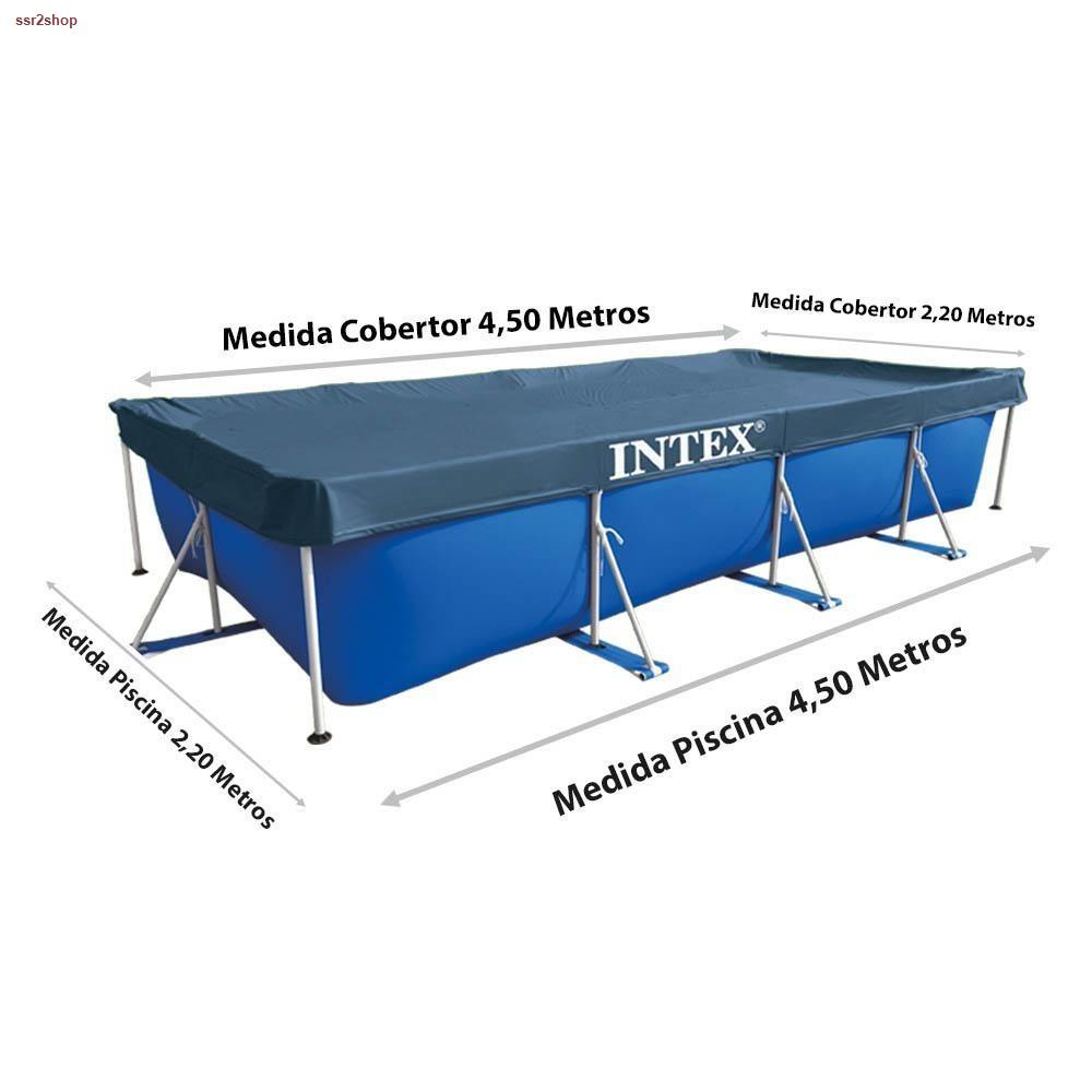พร้อมส่งIntex 28039  ผ้าคลุมสระน้ำขนาดใหญ่ทรงเหลี่ยม Metal Frame pool ขนาด 450 x 220 cm.