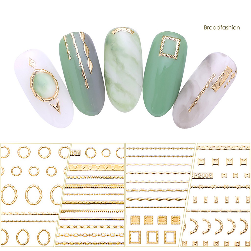HY.Nail Sticker Geometry Shape Nail Decorative Simple Style Geometry Nail Sticker For Women