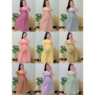 🎀ชุดคลุมท้อง🪴 เดรสคุณแม่สีพาสเทลสุดน่ารัก☘️ผ้านุ่มมาก