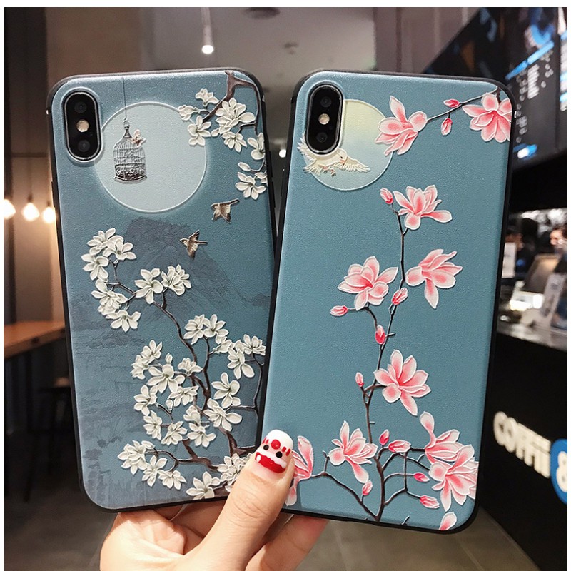 เคส Huawei Y9 P40 P30 P20 Nova 3 3i 3e 5T 7i Prime Pro Lite 2019 Mate20 Mate30 Pro 3D Moon night flowers Relief Fashion Soft Case Cover