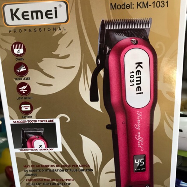 ปัตตาเลี่ยนไร้สายkemei KM-1031สีแดงลับคมพร้อมใช้
