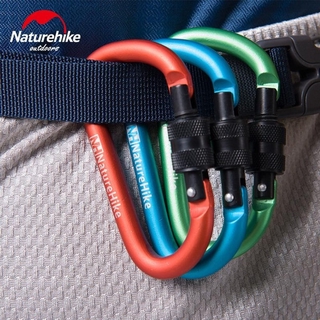 Naturehike คาราบิเนอร์ 6cm. D shape carabiner with lock NH15A005-H