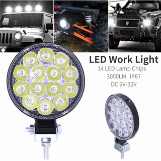 [คลังสินค้าใส]Yiche 42W 14Led ไฟทํางาน 6000K 3000Lm ไฟสปอตไลท์ Ip67 กันน้ําสําหรับรถยนต์รถจักรยานยนต์