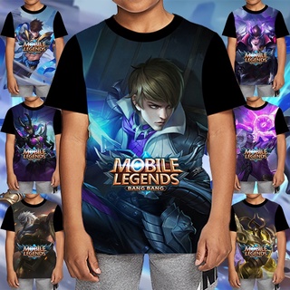 เสื้อยืดแขนสั้น พิมพ์ลายกราฟฟิค MOBILE LEGENDS 3 มิติ แบบสวมหัว แฟชั่นสําหรับเด็กผู้ชาย อายุ 3-13 ปี