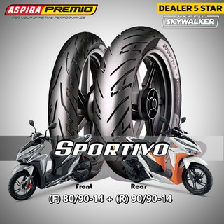 *ถูกที่สุด*ยางใหม่ [ ผ่อนชำระ 0% ] Aspira ยางนอกมอเตอร์ไซค์ Sportivo 80/90-14,90/90-14 Air blade/Click125i