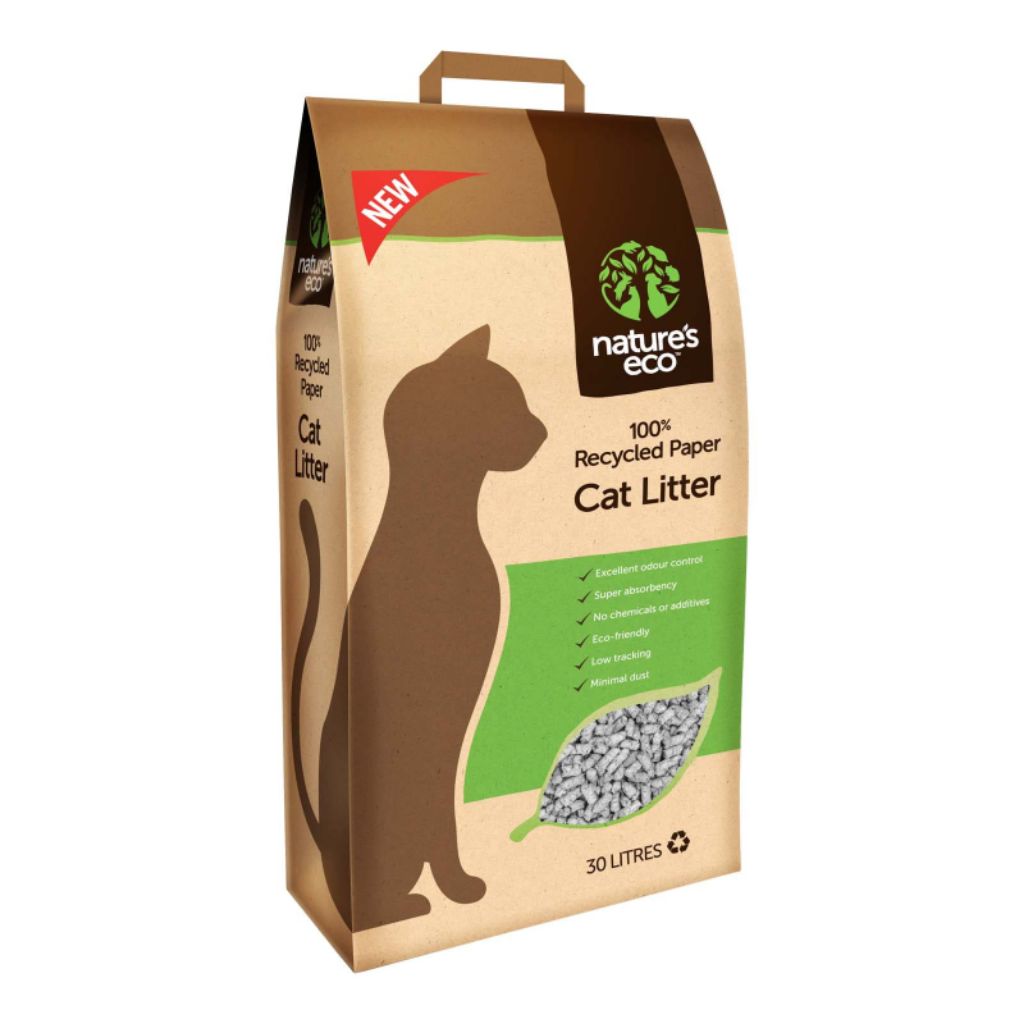 Natures Eco Recycled Paper Cat Litter 30L