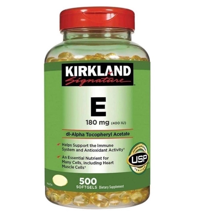 Kirkland Signature Vitamin E 400 I.U. ขนาด 500 softgels ช่วยบำรุงผิวพรรณ มีส่วนช่วยป้องกันความเสียหายของเซลล์หัวใจ
